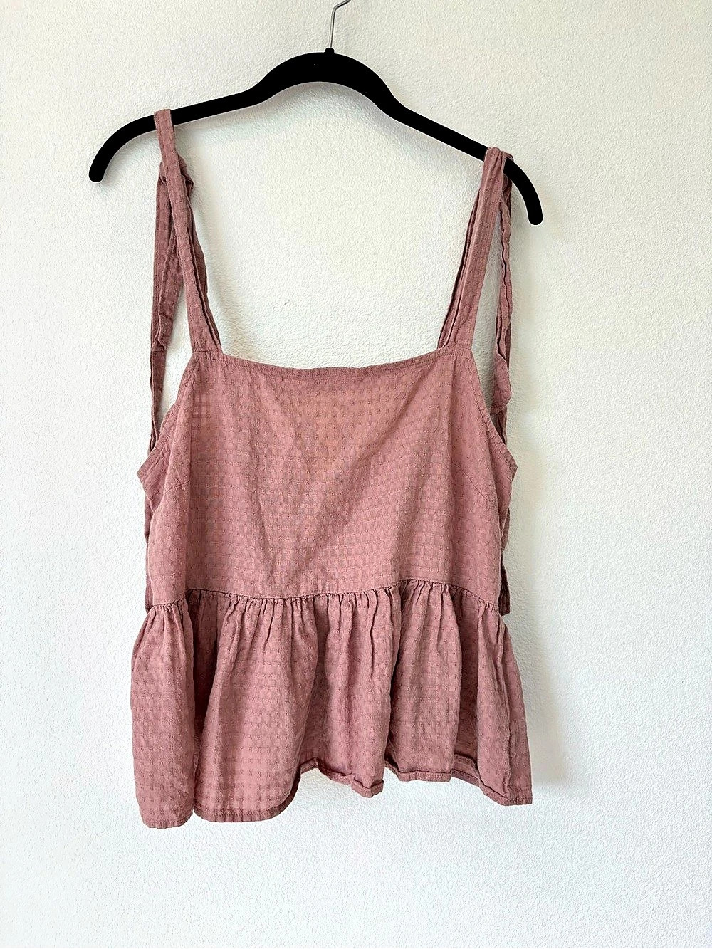 Madewell Texture & Thread Smocked Peplum Tank Top Pink Medium